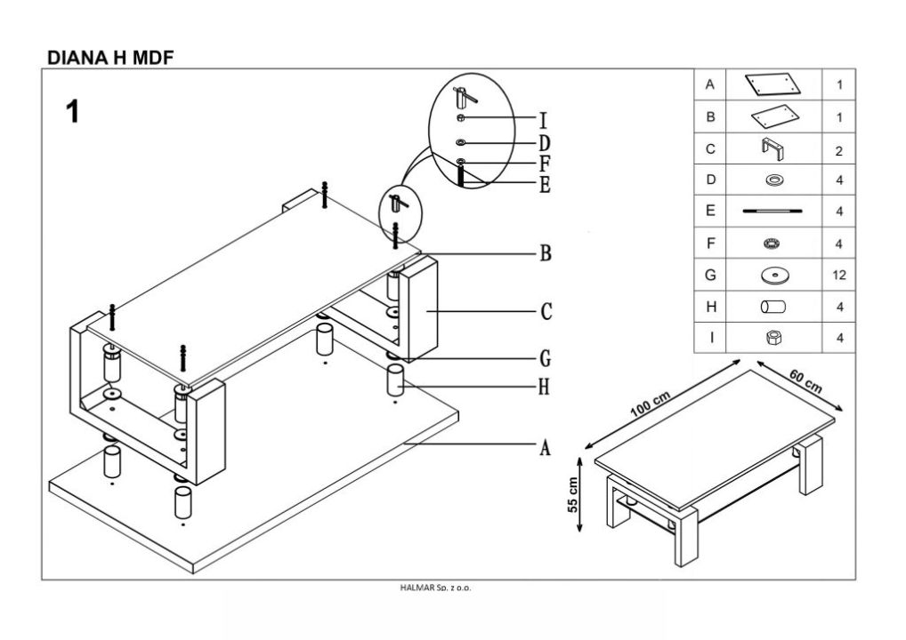 Instrukcja montażu ławy Diana H