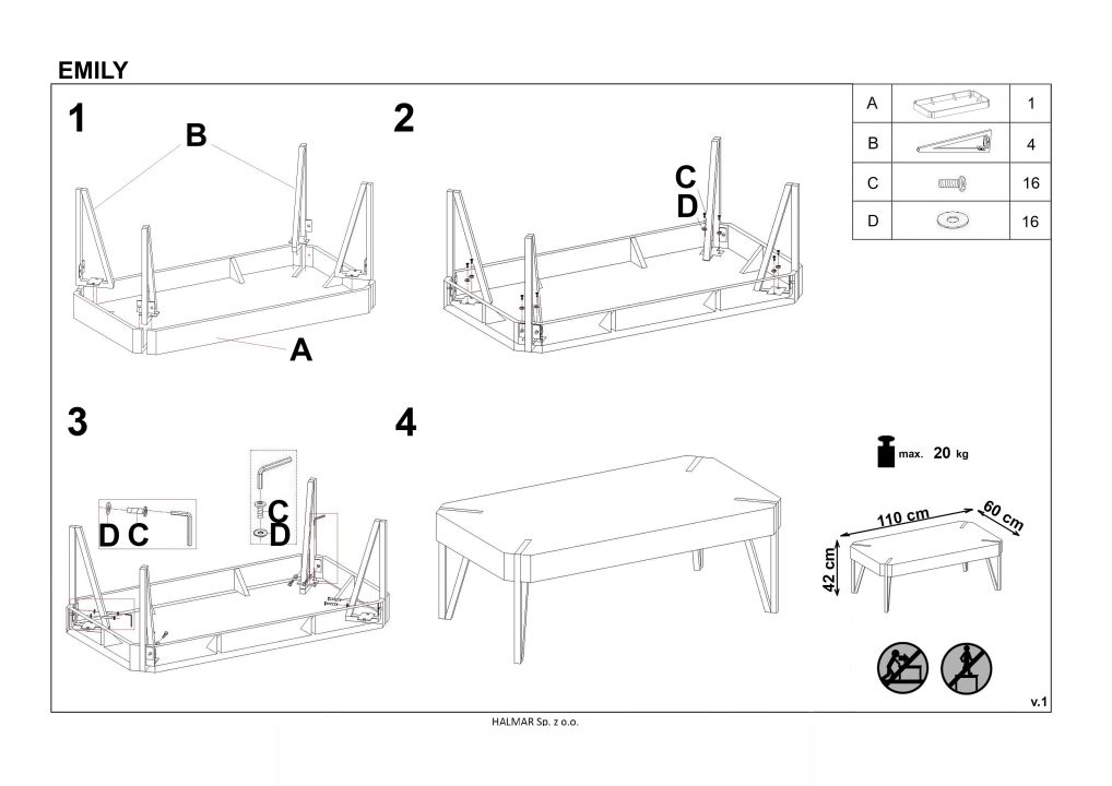 Instrukcja montażu ławy Emily