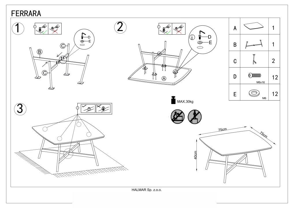 Instrukcja montażu ławy Ferrara