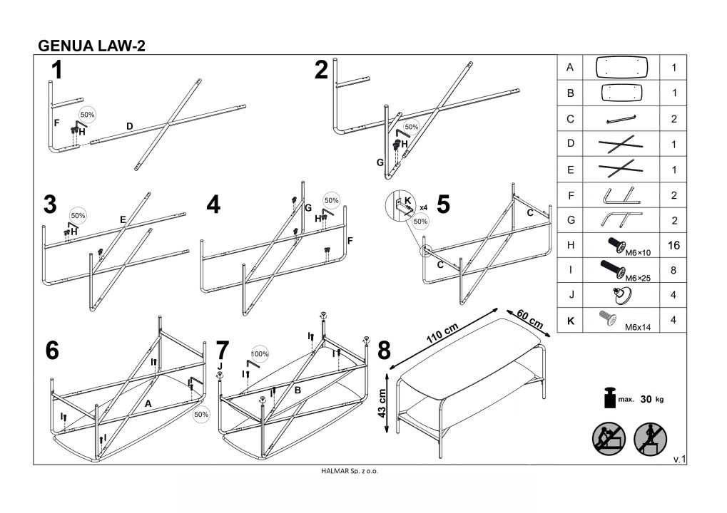Instrukcja montażu ławy Genua LAW2