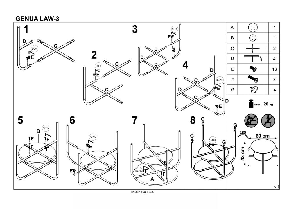 Instrukcja montażu ławy Genua LAW2