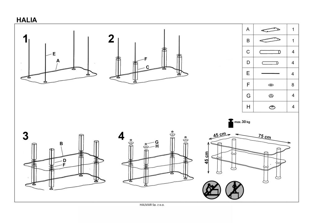 Instrukcja montażu ławy Halia