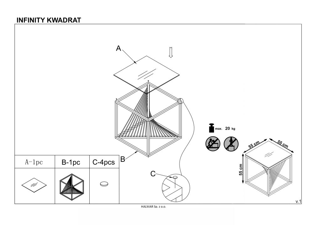 Instrukcja montażu ławy Infinity 2 Kwadrat