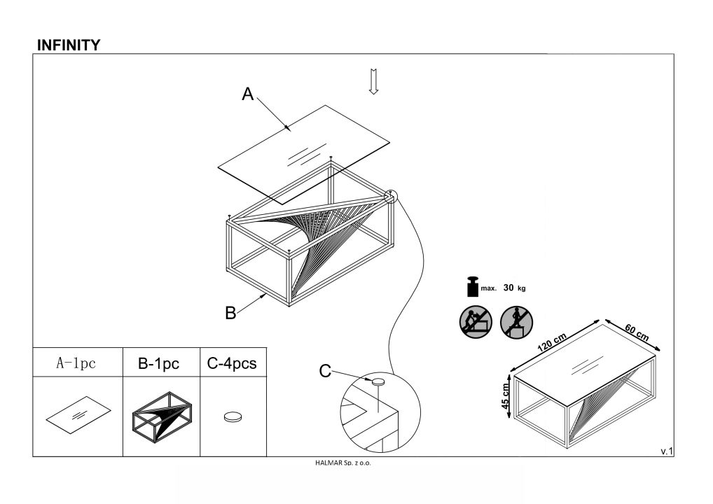 Instrukcja montażu ławy Infinity 2 Kwadrat