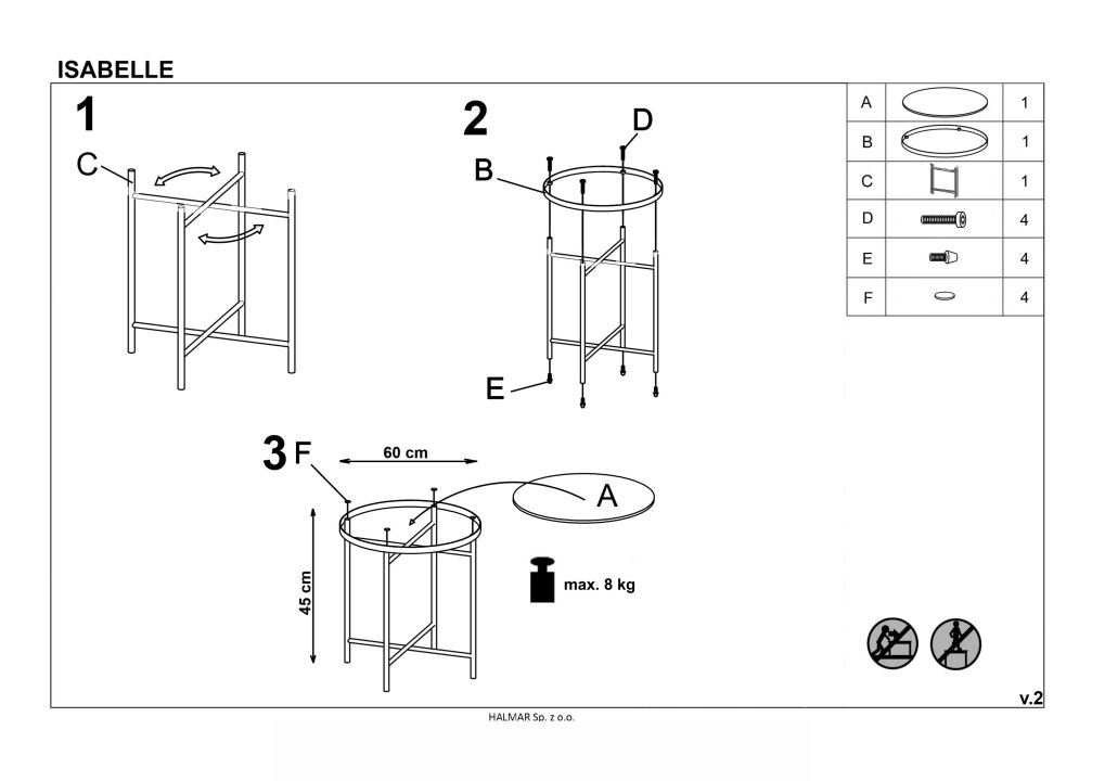 Instrukcja montażu ławy Isabelle