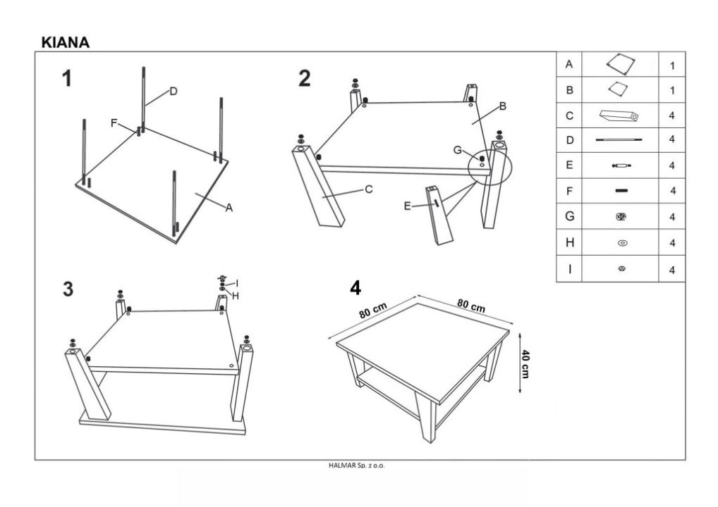 Instrukcja montażu ławy Kiana