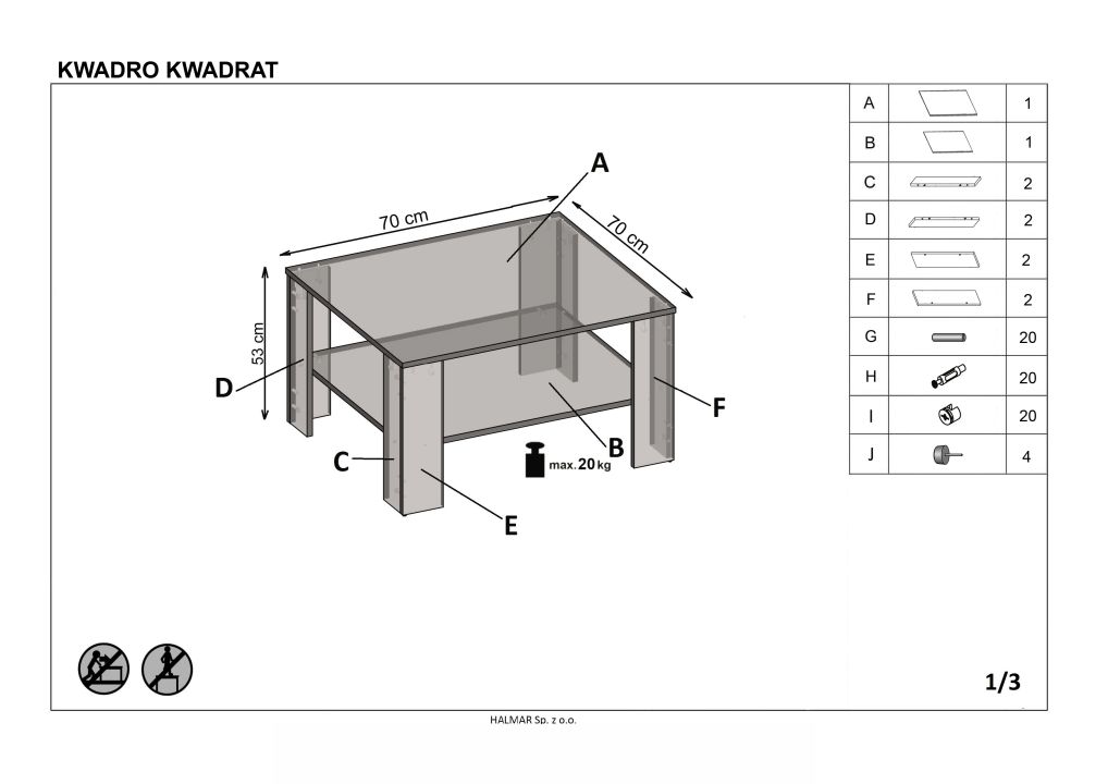 Instrukcja montażu ławy Kwadro Kwadrat