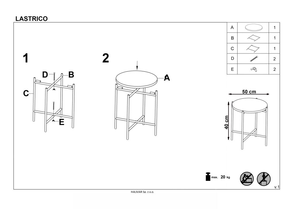 Instrukcja montażu ławy Lastrico