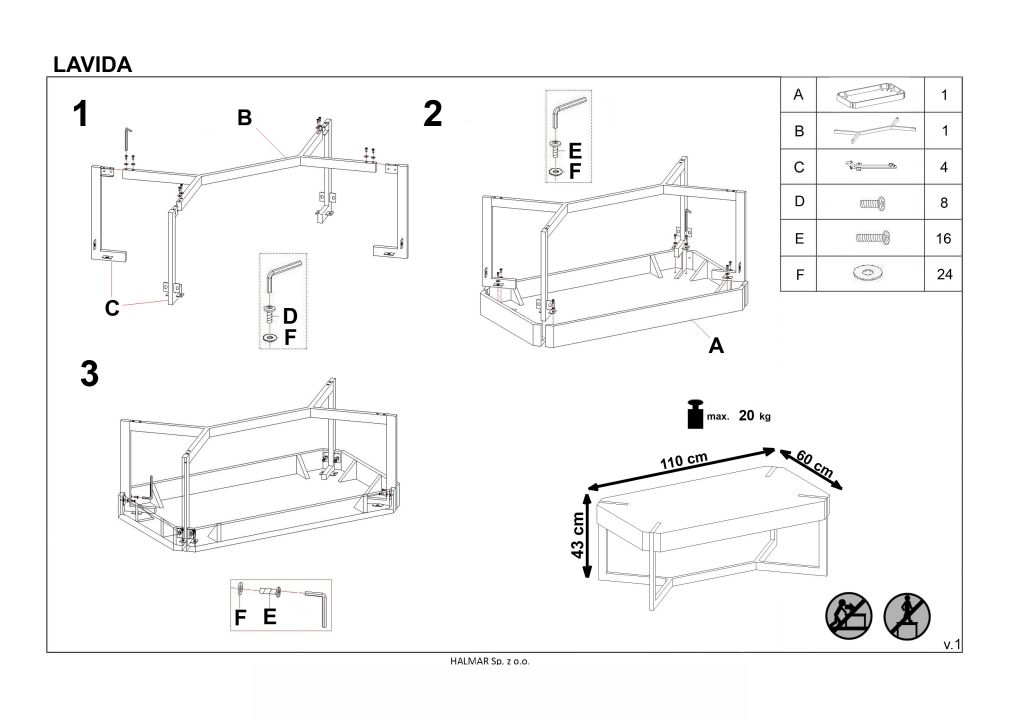 Instrukcja montażu ławy Lavida