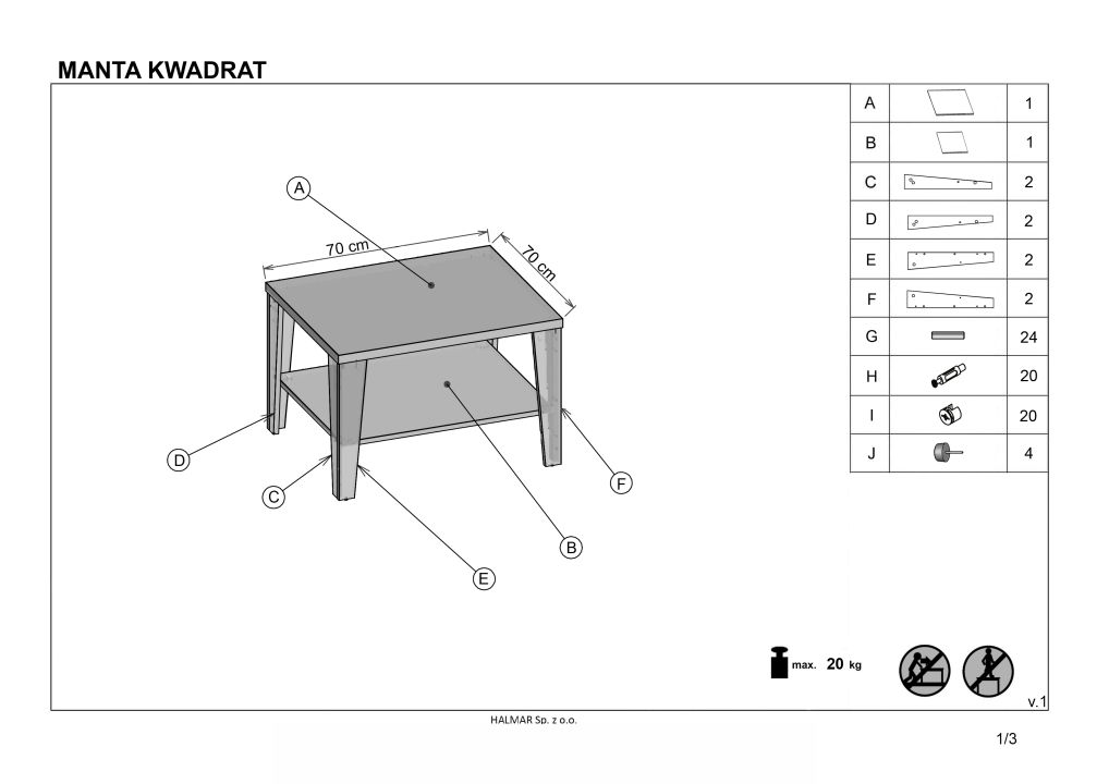 Instrukcja montażu ławy Manta Kwadrat