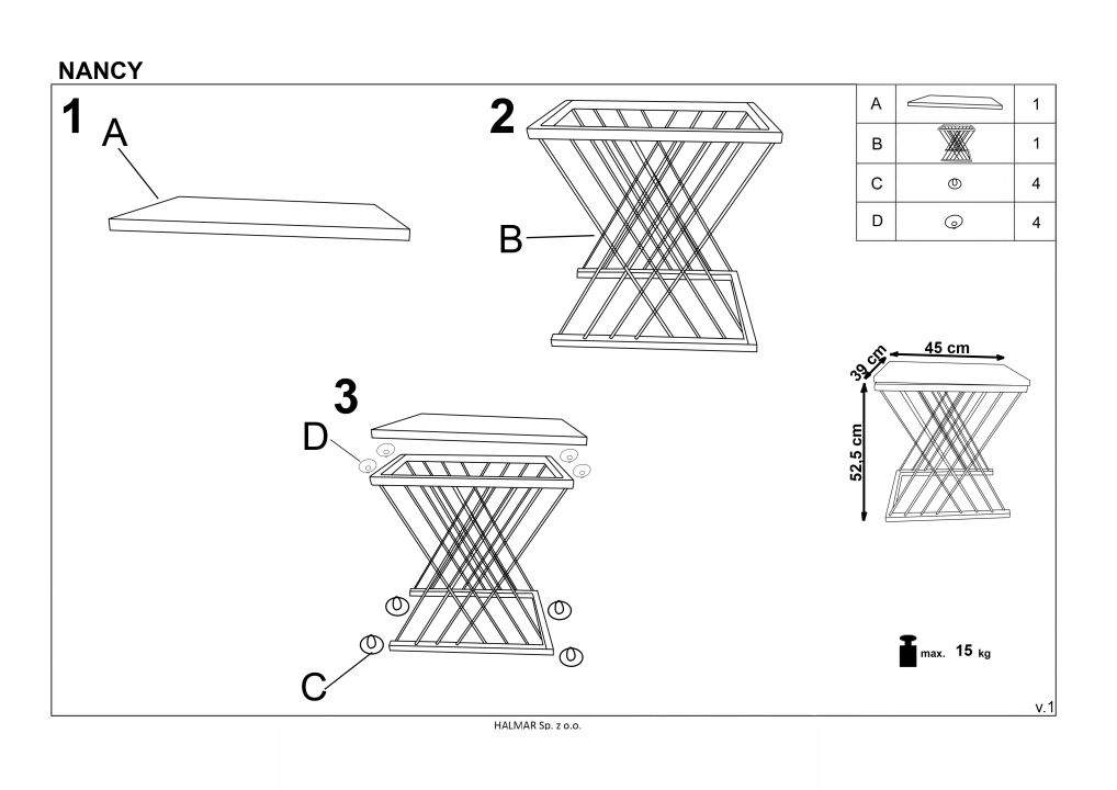 Instrukcja montażu ławy Nancy