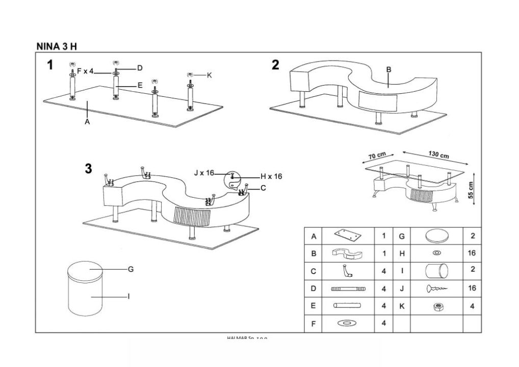 Instrukcja montażu ławy Nina 3 H