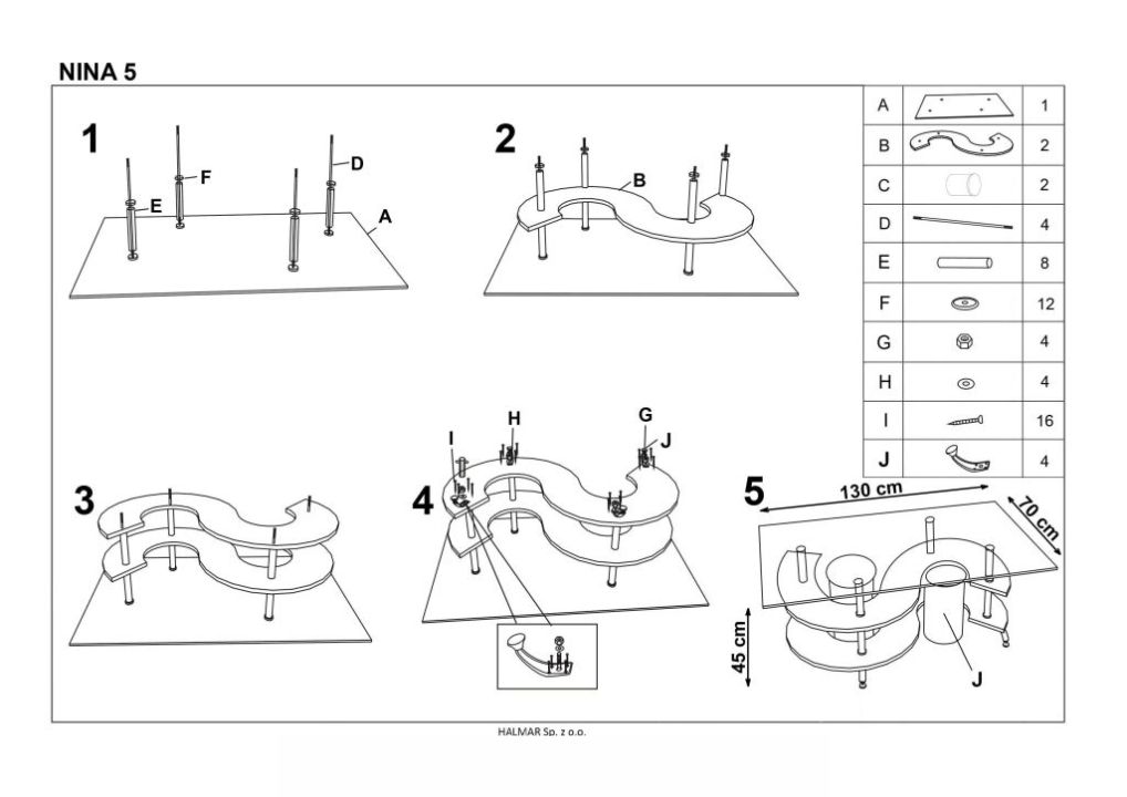 Instrukcja montażu ławy Nina 5