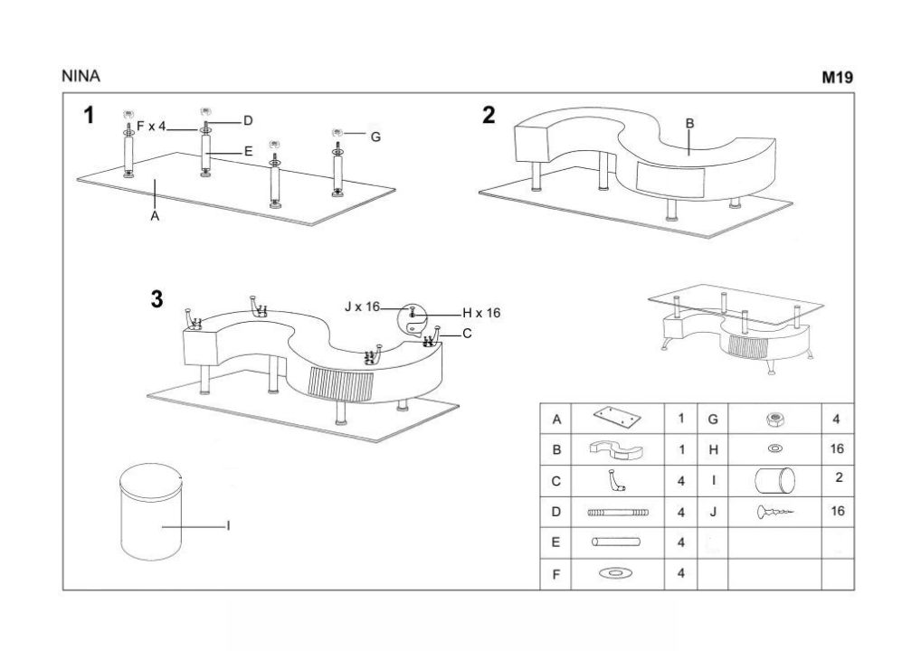 Instrukcja montażu ławy Nina Hu