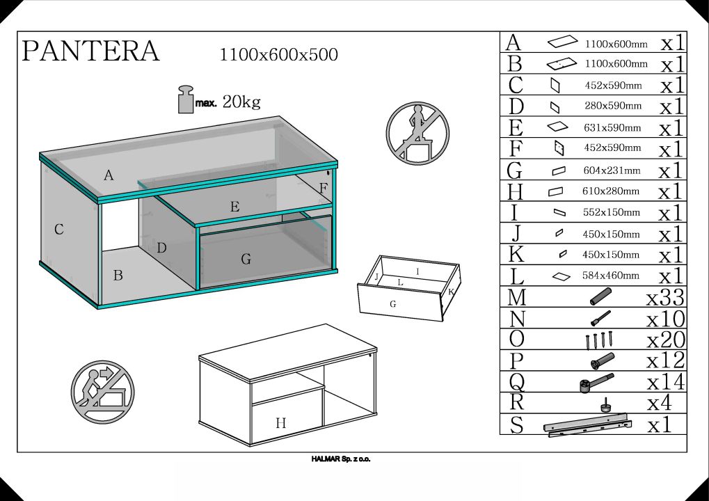 Instrukcja montażu ławy Pantera