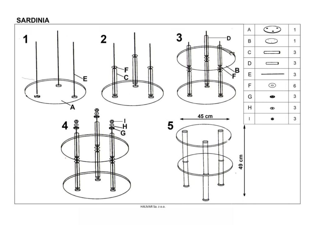 Instrukcja montażu ławy Sardinia