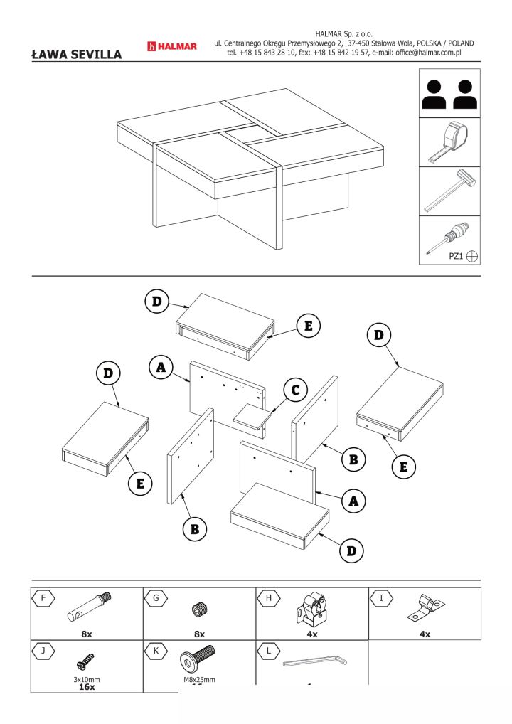 Instrukcja montażu ławy Sevilla