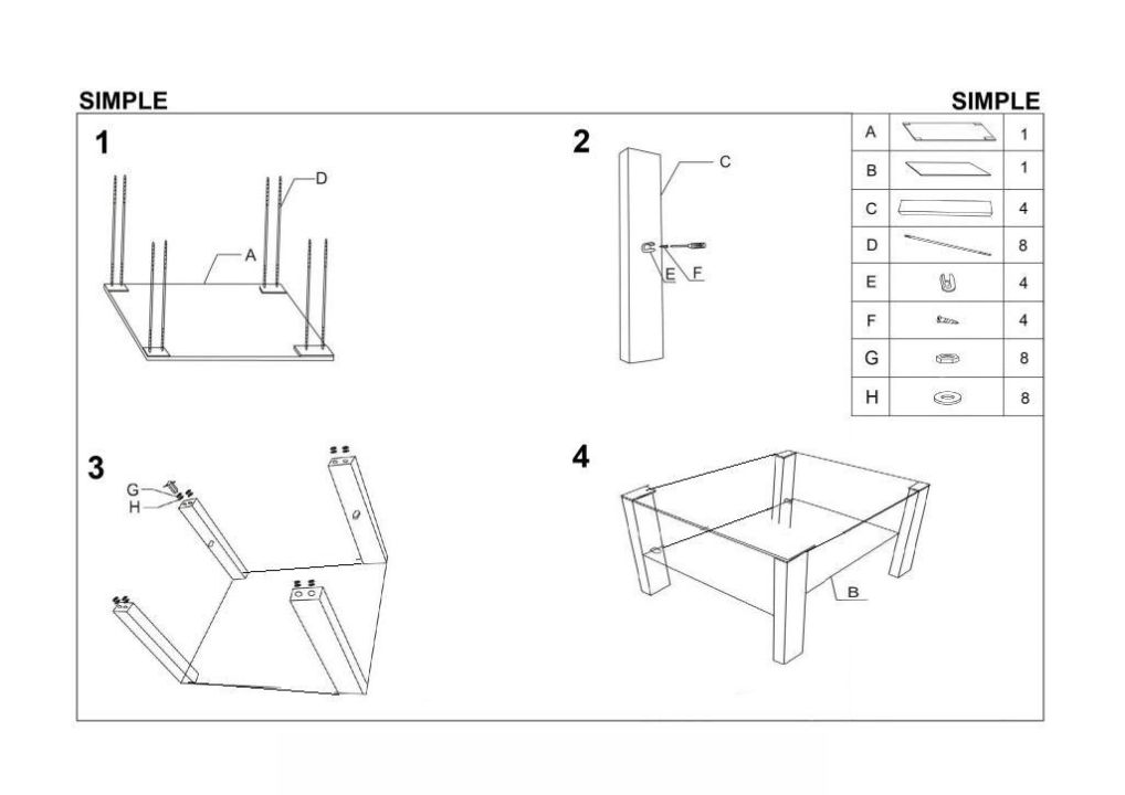 Instrukcja montażu ławy Simple H