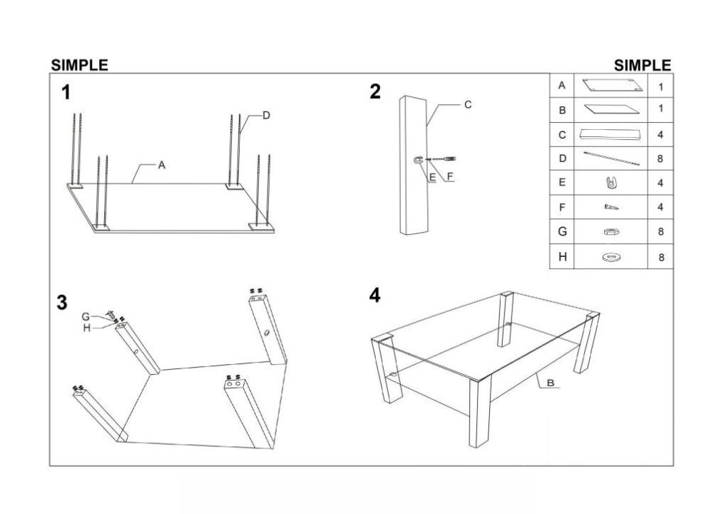 Instrukcja montażu ławy Simple H