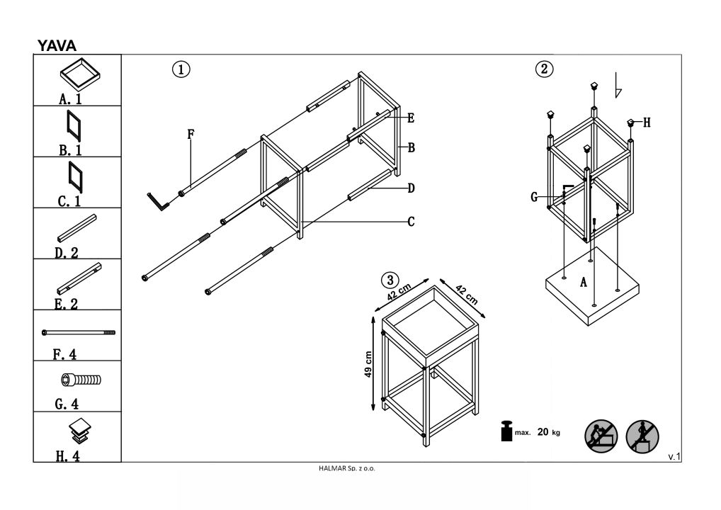 Instrukcja montażu ławy Yava