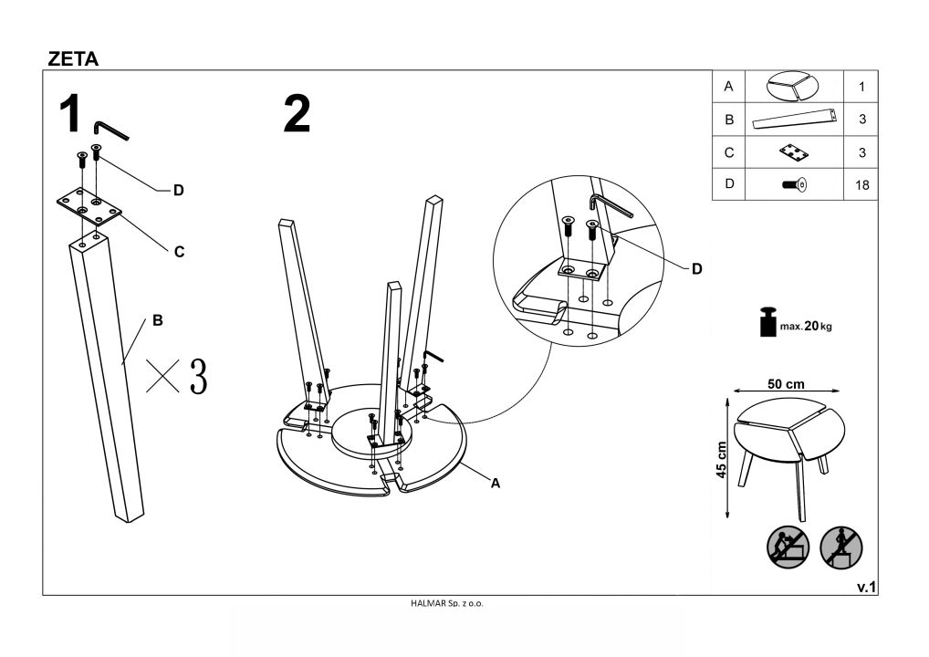 Instrukcja montażu ławy Zeta