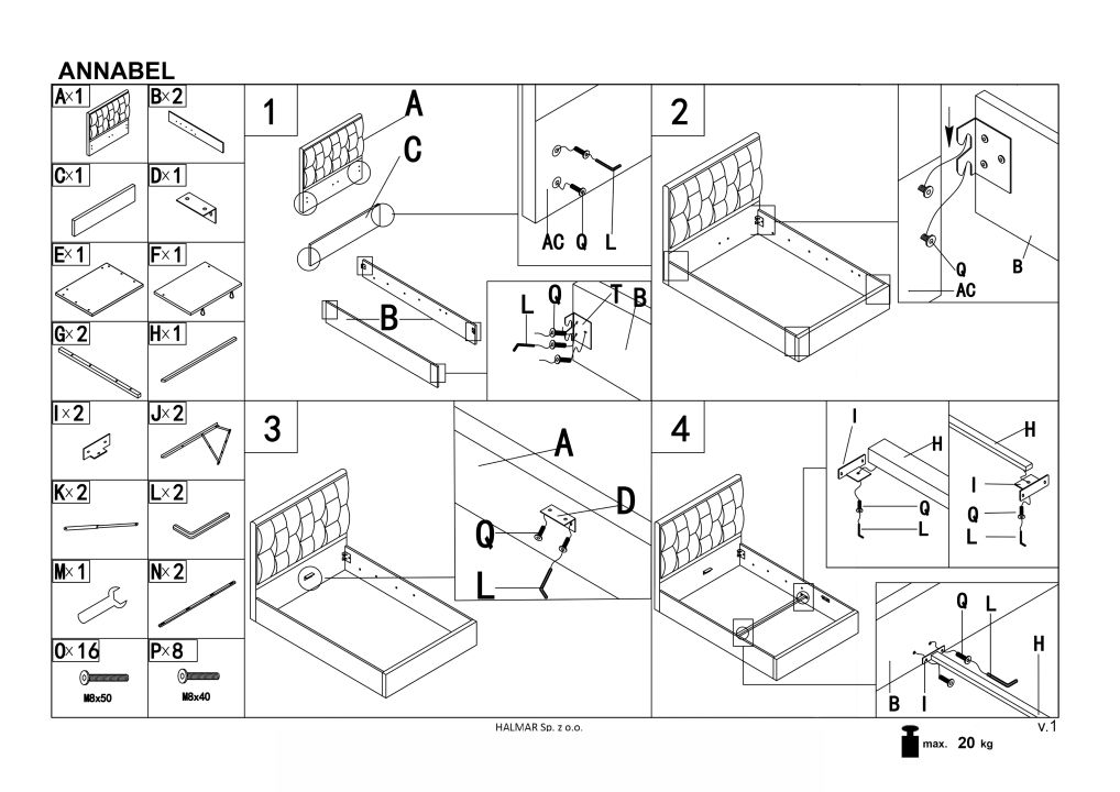 Instrukcja montażu łóżka Annabel 160