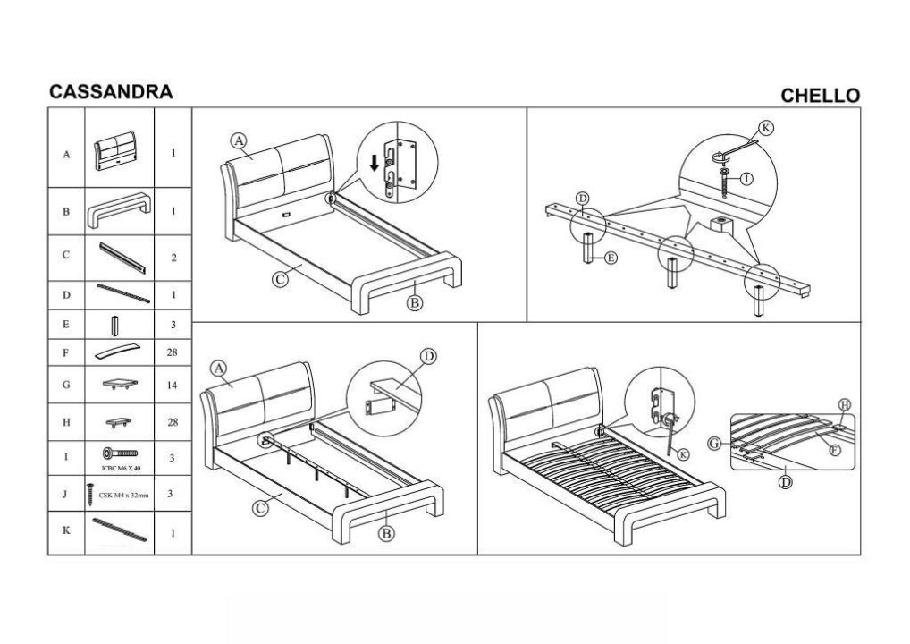 Instrukcja montażu łóżka Cassandra S 140