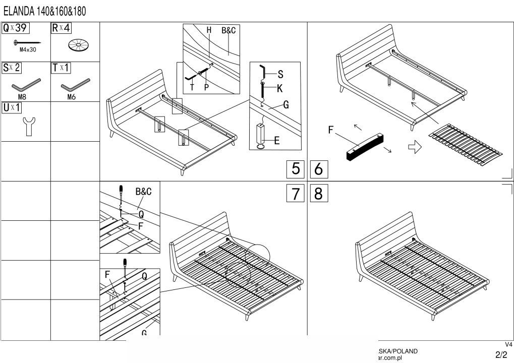 Instrukcja montażu łóżka Elanda 140