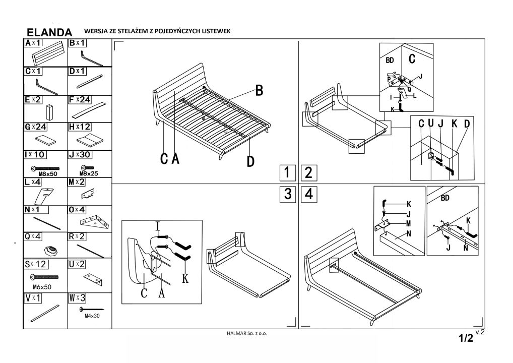 Instrukcja montażu łóżka Elanda