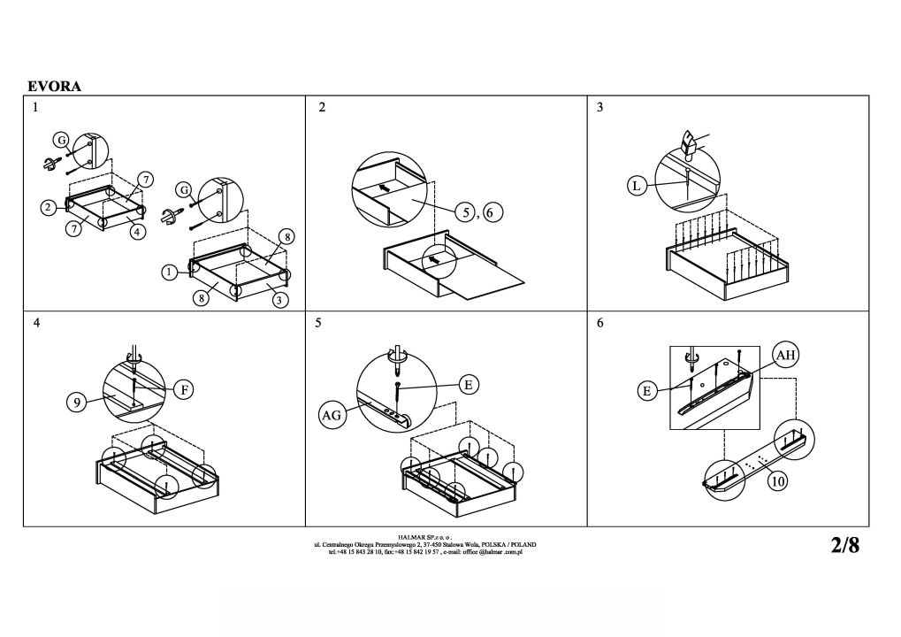 Instrukcja montażu łóżka Evora