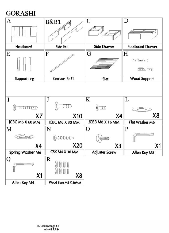 Instrukcja montażu łóżka Gorashi 160