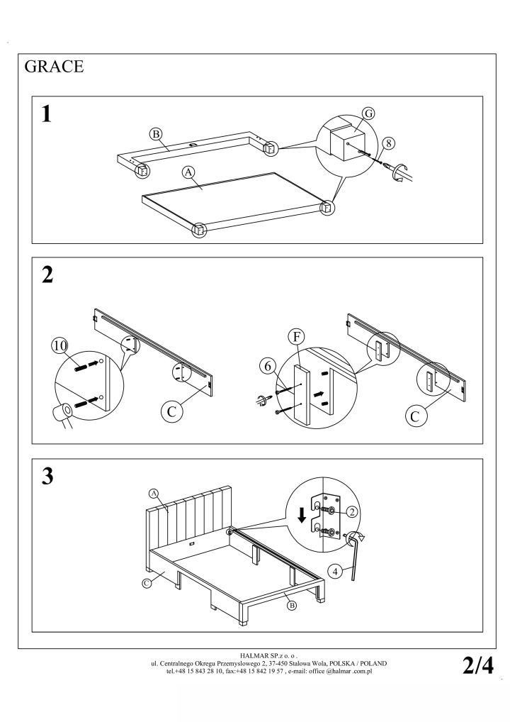 Instrukcja montażu łóżka Grace