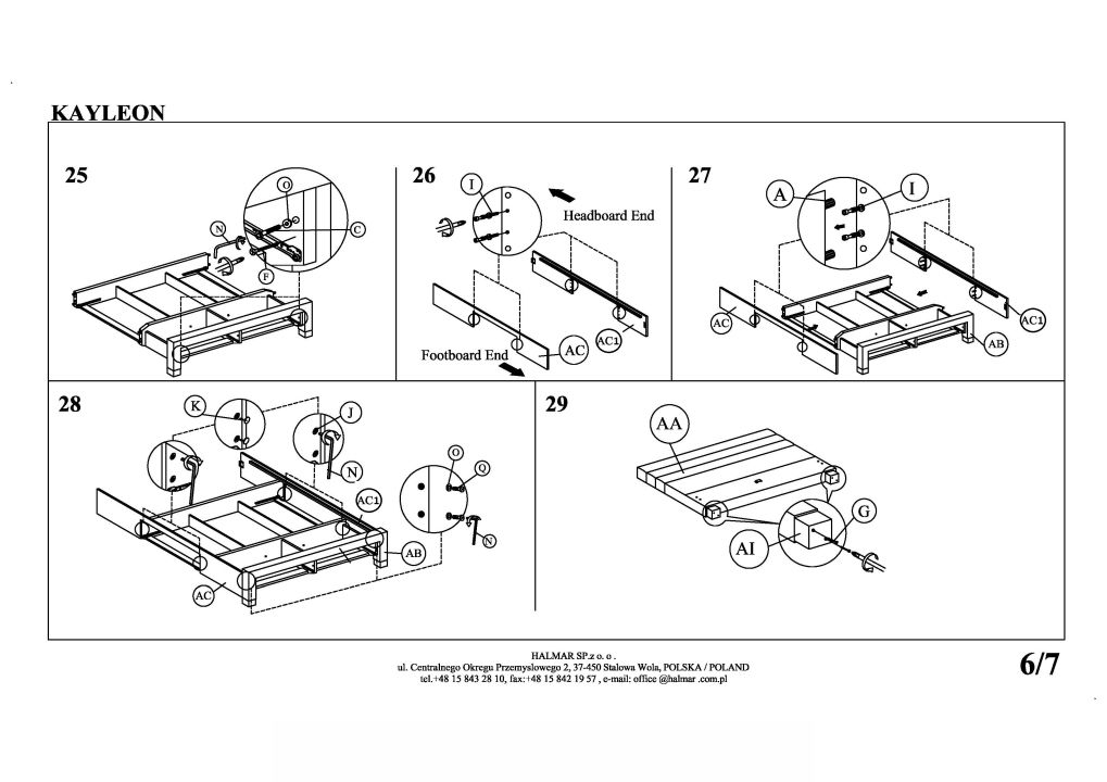 Instrukcja montażu łóżka Kayleon