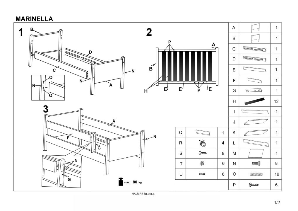 Instrukcja montażu łóżka Marinella