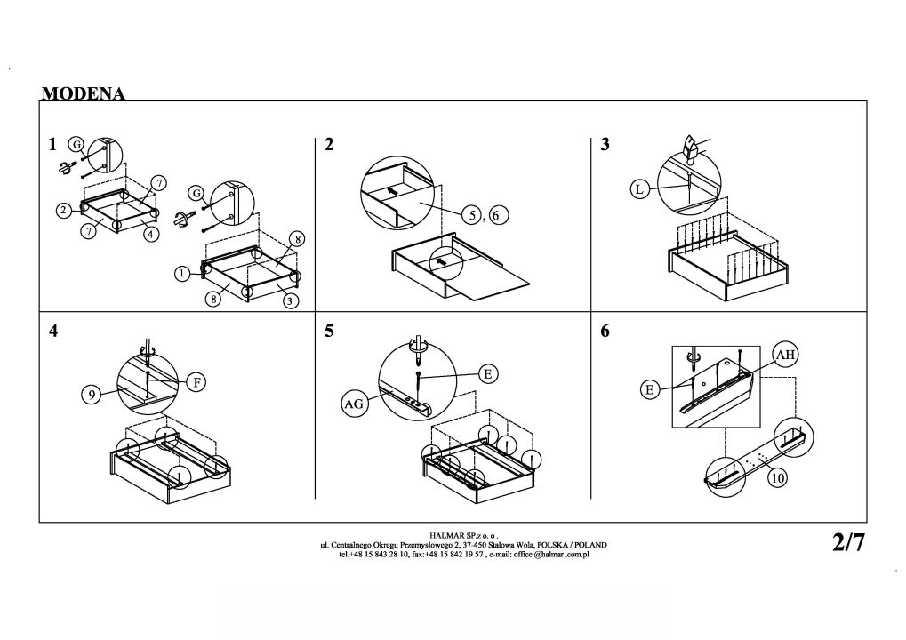 Instrukcja montażu łóżka Modena 140