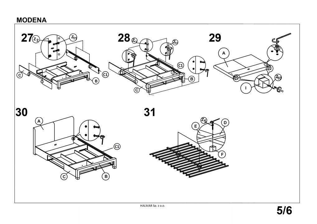 Instrukcja montażu łóżka Modena 140