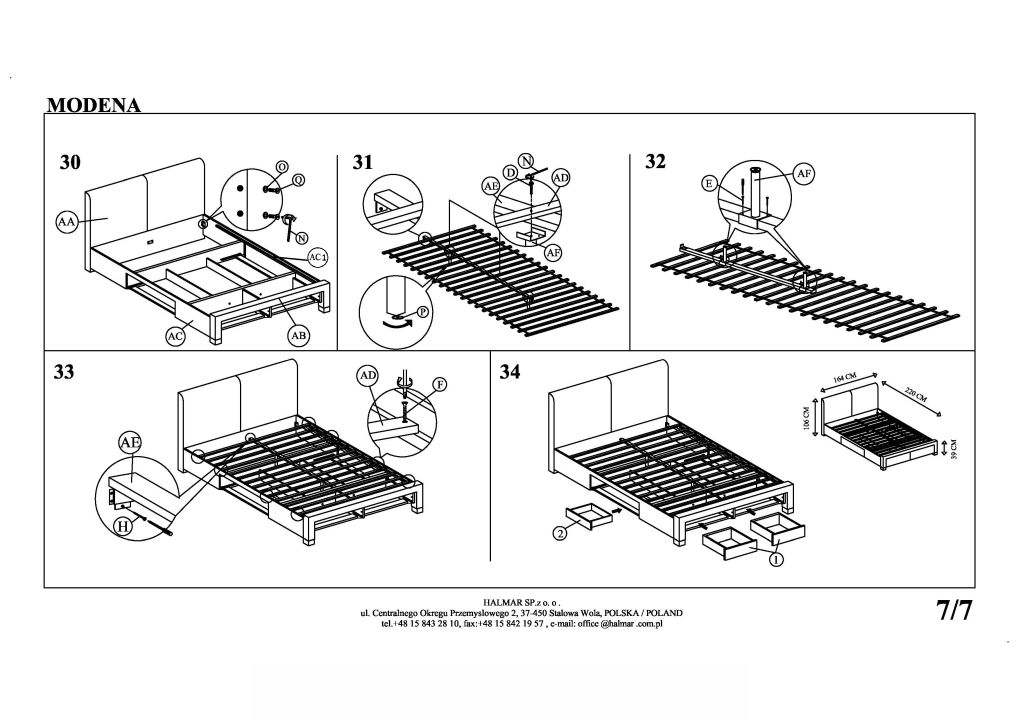 Instrukcja montażu łóżka Modena 180