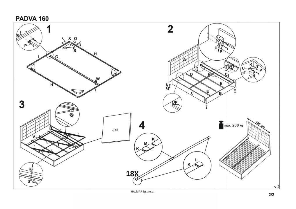 Instrukcja montażu łóżka Padva