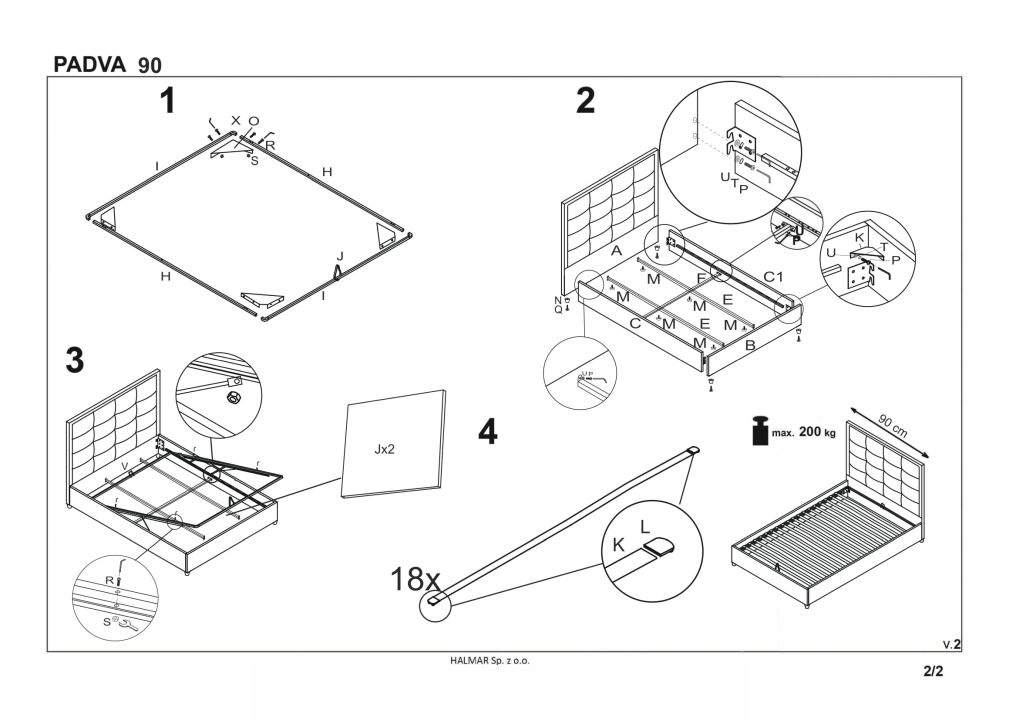 Instrukcja montażu łóżka Padva