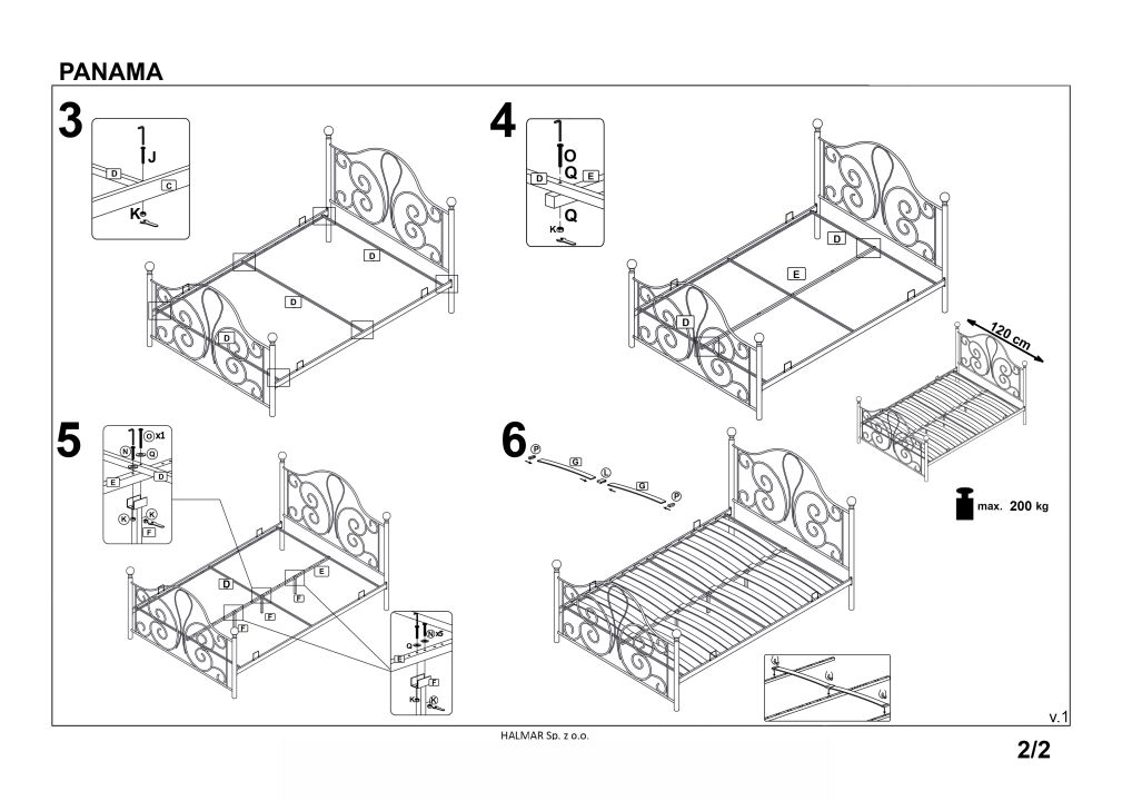 Instrukcja montażu łóżka Panama 120