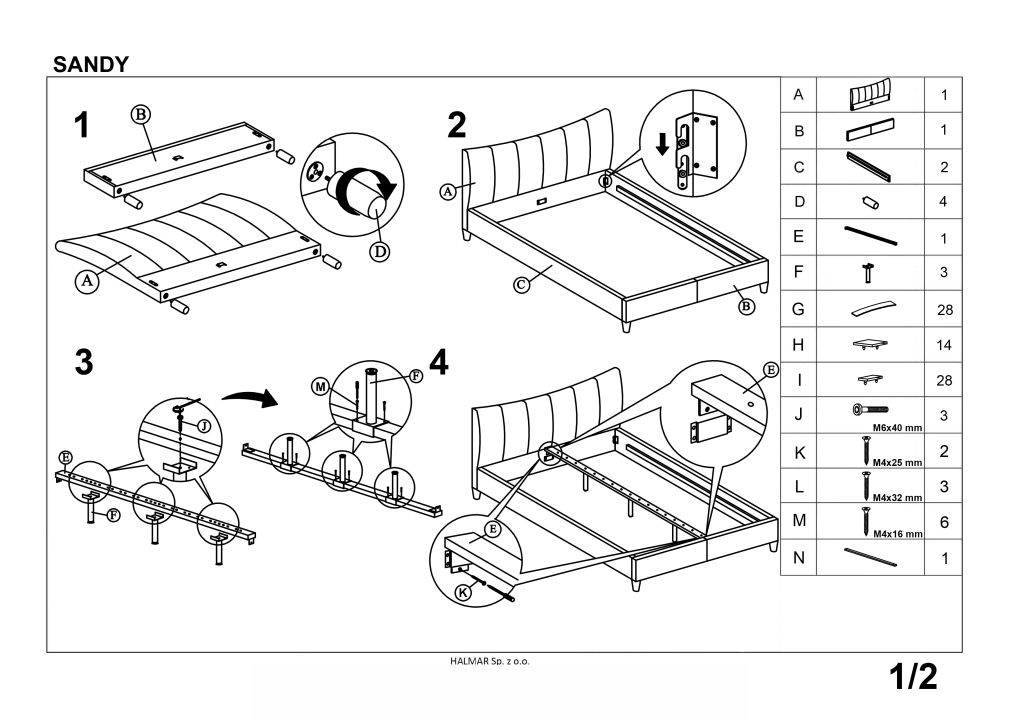 Instrukcja montażu łóżka Sandy
