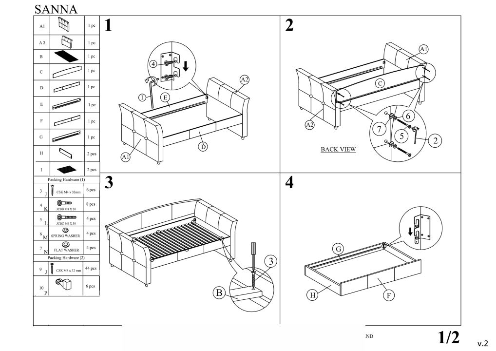 Instrukcja montażu łóżka Sanna