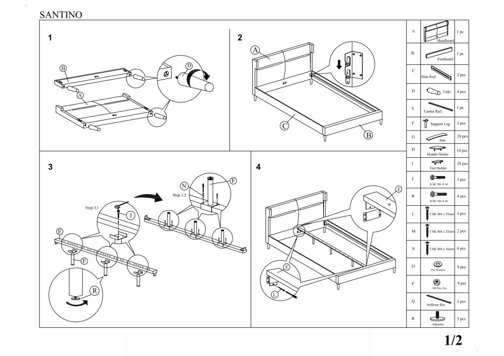 Instrukcja montażu łóżka Santino