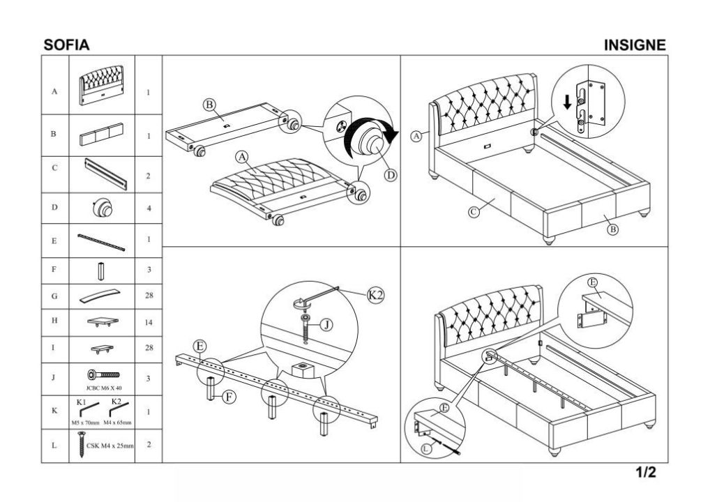 Instrukcja montażu łóżka Sofia