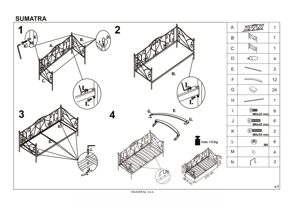 Instrukcja montażu łóżka Sumatra