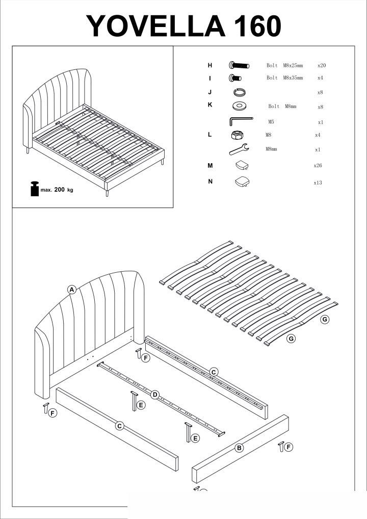Instrukcja montażu łóżka Yovella 160