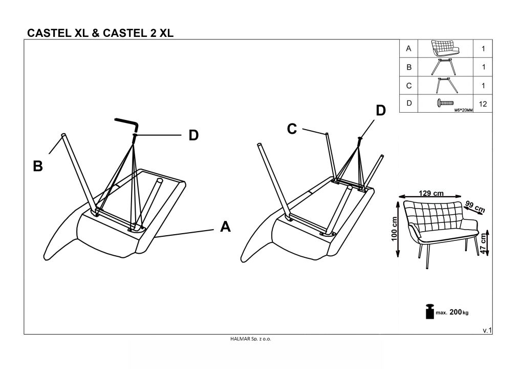 Instrukcja montażu sofy Castel Xl