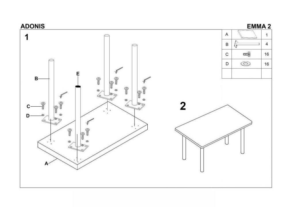 Instrukcja montażu stołu Adonis 2
