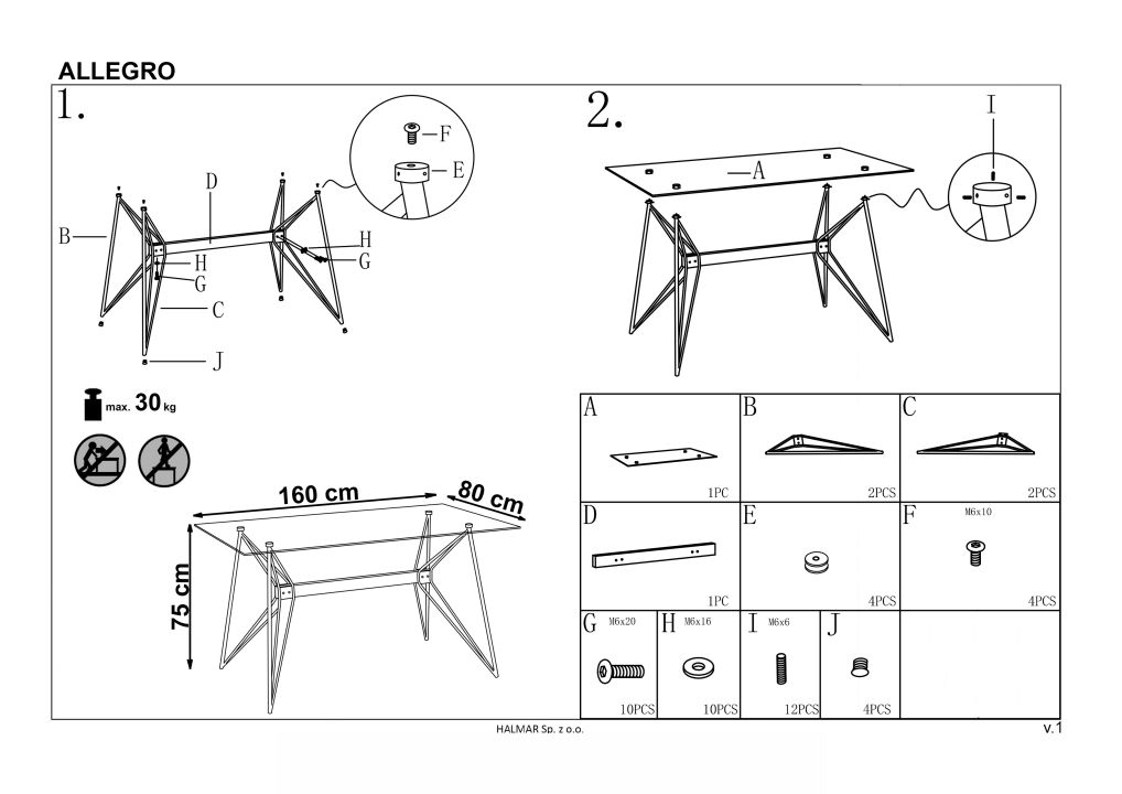 Instrukcja montażu stołu Allegro