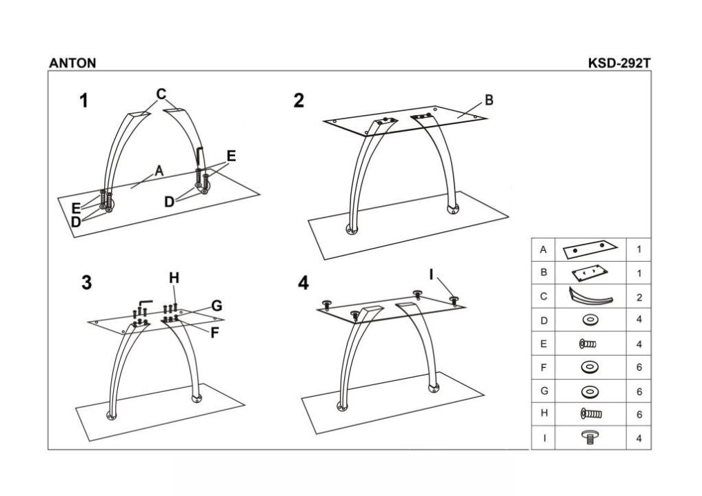 Instrukcja montażu stołu Anton
